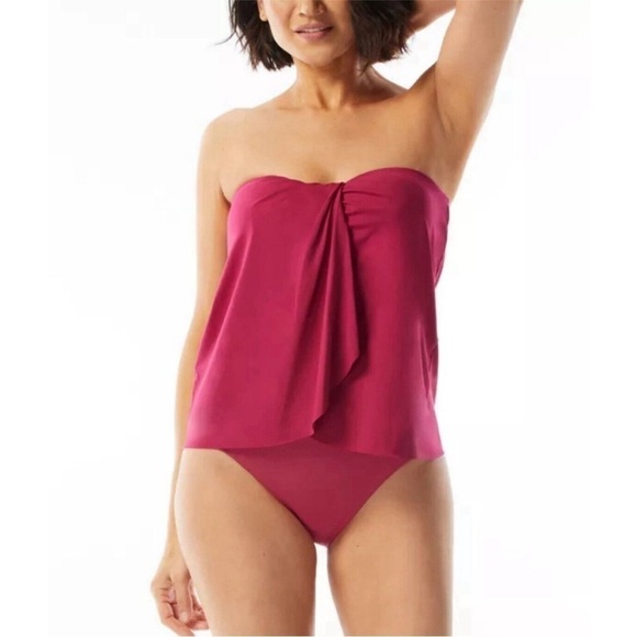 Coco Contours Clarity Bandeau Bra Sized Tankini Top Keepsake DEEP FUSCHIA,10/34D - Picture 3 of 15